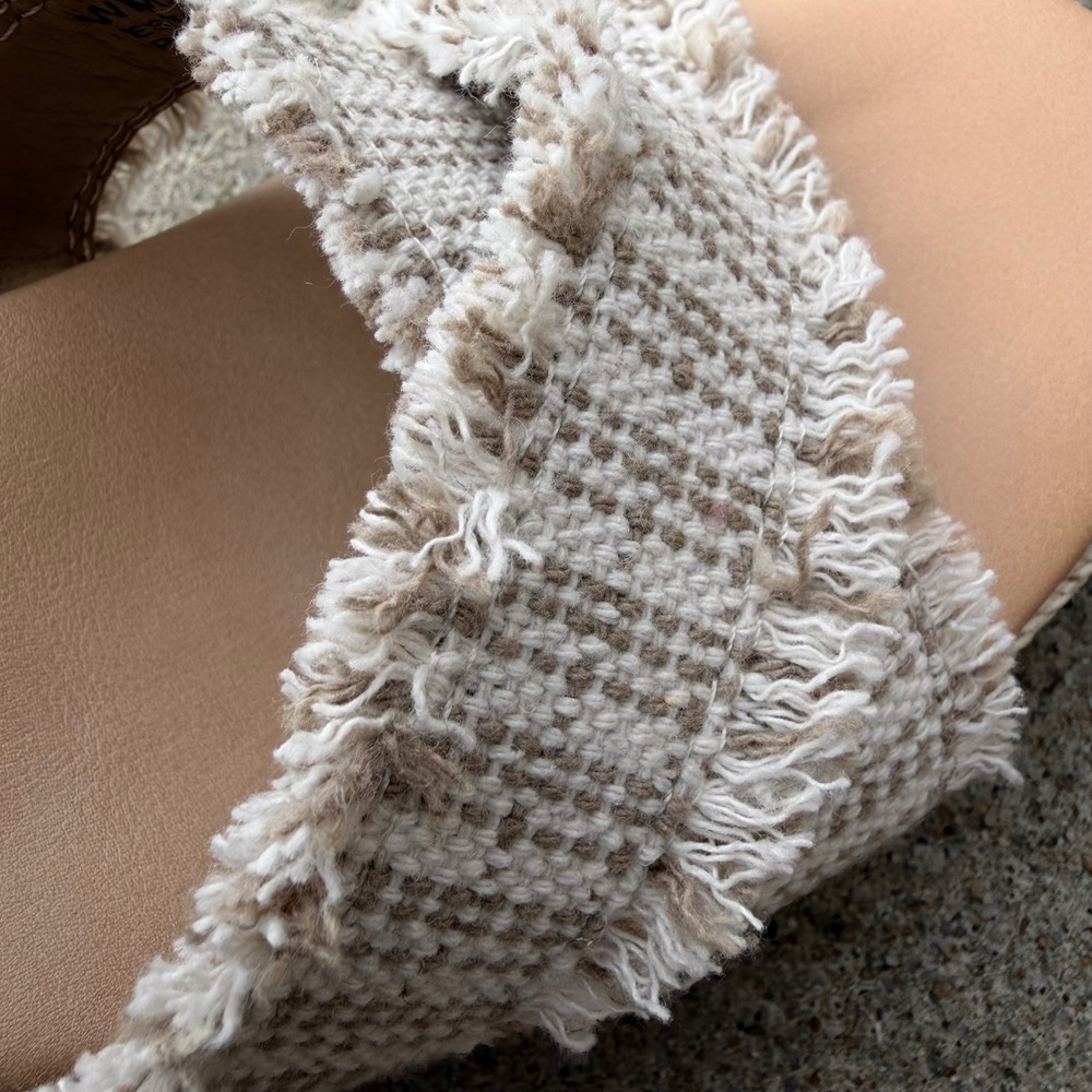 DV by Dolce Vita Esther Beige Woven Frayed Cork Wedge Sandals Womens Sz 8 - Picture 7 of 13